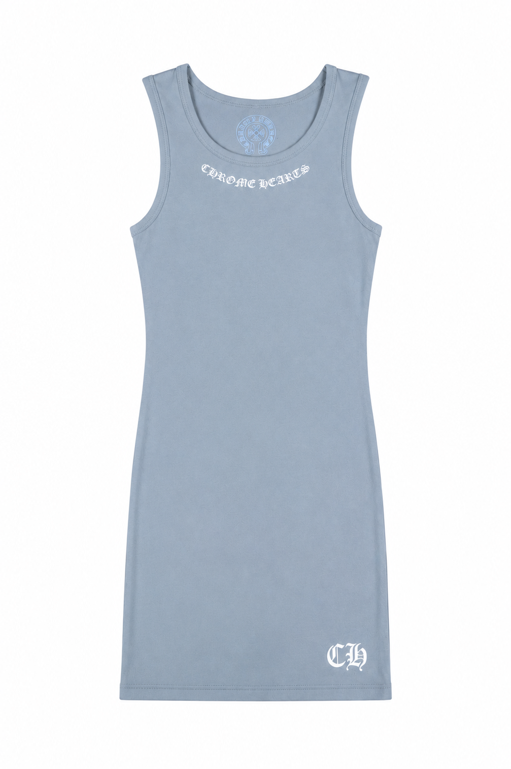 "Blue Chrome Heart Sleeveless Tank Dress"