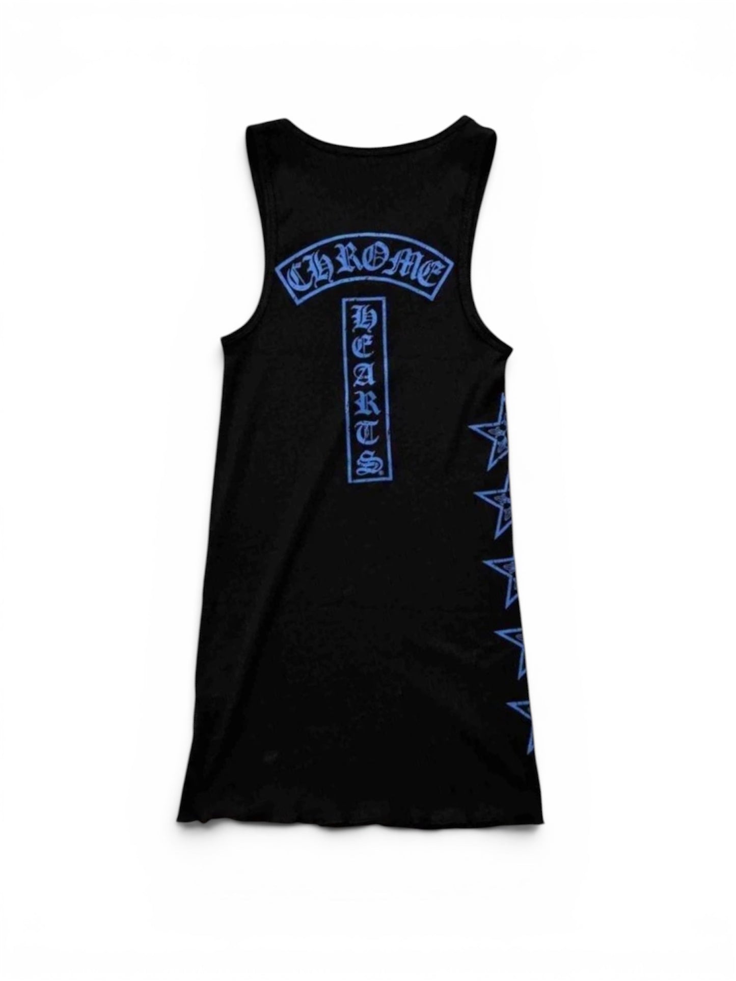 "Black and Blue Chrome Heart Sleeveless Tank Dress"