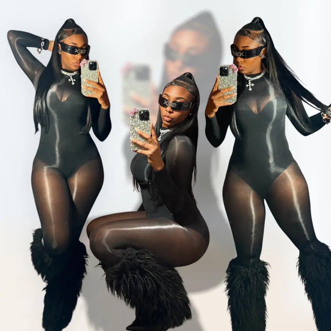 Black Luxe Faux Fur Boot Heels Lianne's Kollection