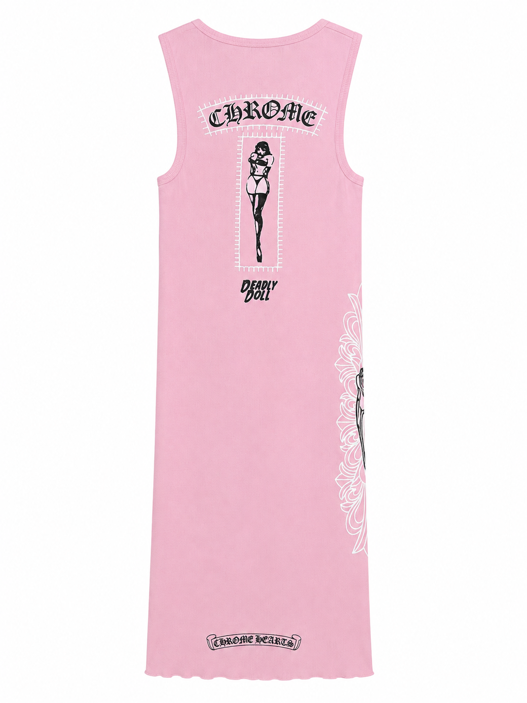"Pink Chrome Heart Sleeveless Tank Dress"