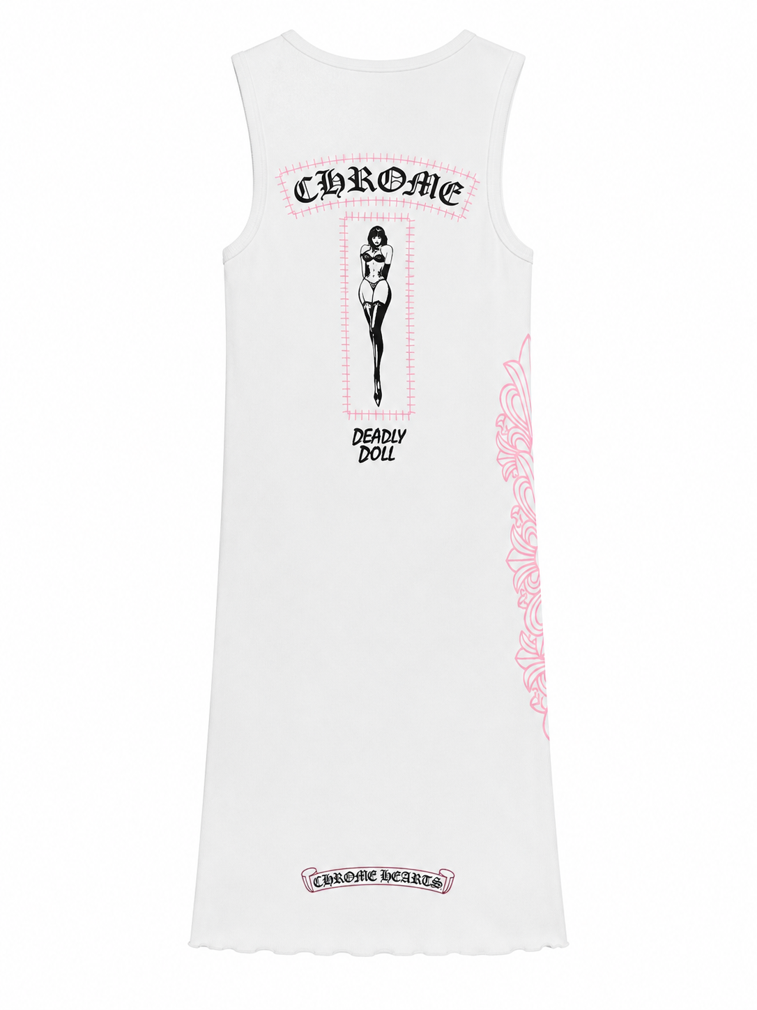 "Pink Chrome Heart Sleeveless Tank Dress"