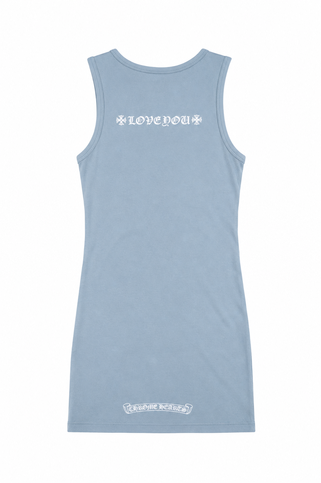 "Blue Chrome Heart  Sleeveless Tank Dress"