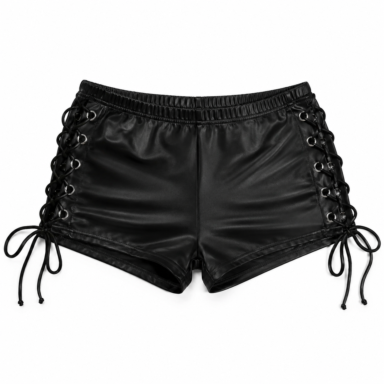 “Lace Me Leather Shorts”