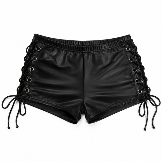 “Lace Me Leather Shorts”